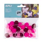 APLI POM-POM korálky, s gumičkou, mix růžových barev - 25 ks